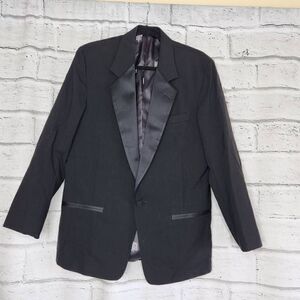 Lord West Men's Black Satin Notch Lapel Single Button Tuxedo Jacket Size Large